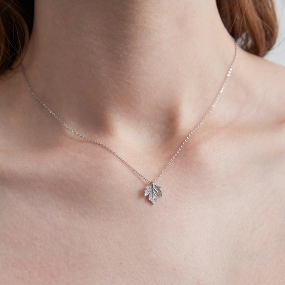 Silver Leaf Necklace - Picture 2 of 3